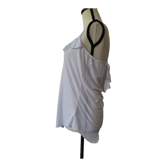 💕Chaser White Cross Back Spahgetti Strap Tank With Ruffles Size L New - Picture 2 of 6